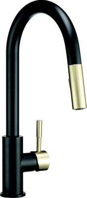 Dura Faucet DF-MK530SLK-MBMG RV Streamline Pull-Down Kitchen Faucet Matte Black/Gold