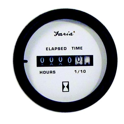 Faria Instruments F12913 Euro 2" Hourmeter Gauge 10,000 Hours White 12-32VDC