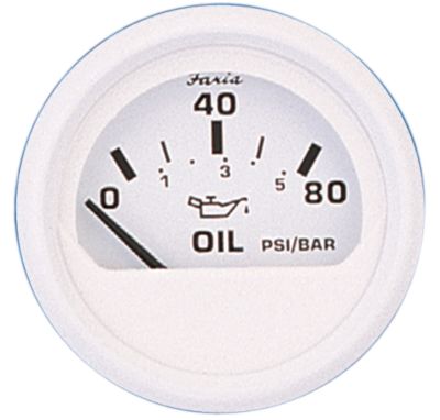 Faria Instruments F13102 Faria Dress White 2" Oil Pressure Gauge 80 PSI