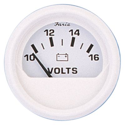 Faria Instruments F13120 Faria Dress White 2" Voltmeter Gauge (10-16 VDC)