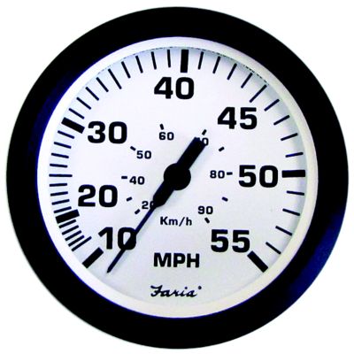 Faria Instruments F32909 Euro White 4" Mechanical Speedometer 55 MPH
