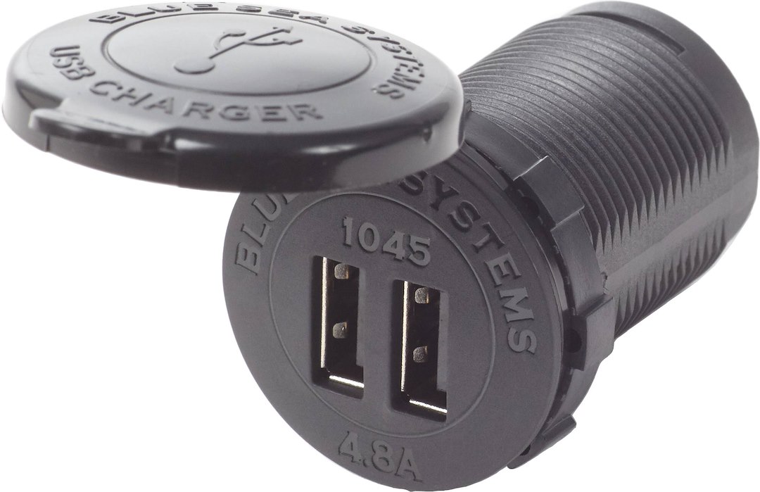 Blue Sea Systems 1045BSS Dual USB Charger Socket 12/24V DC Panel Mount