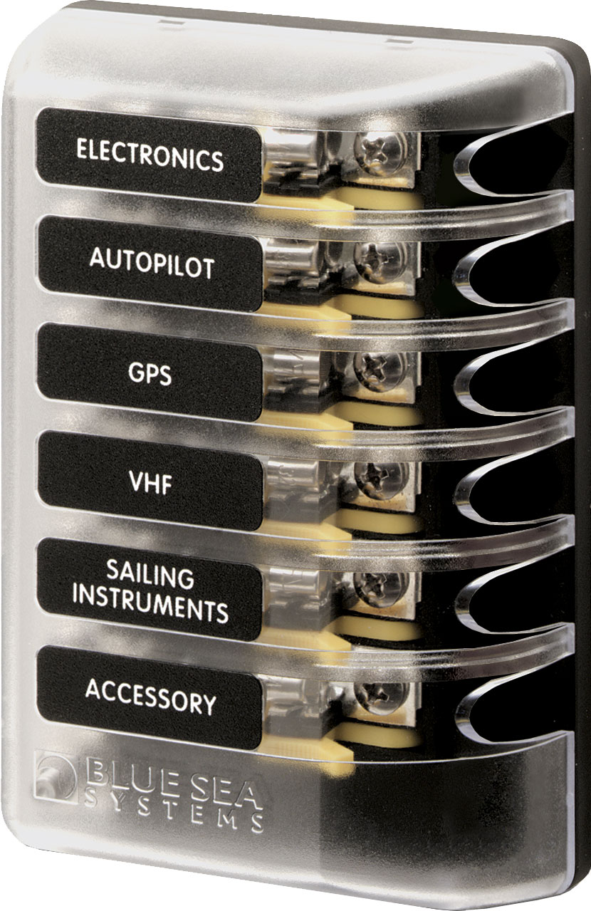 Blue Sea Systems 5018-BSS AGC Fuse Block 6 Circuit with Cover