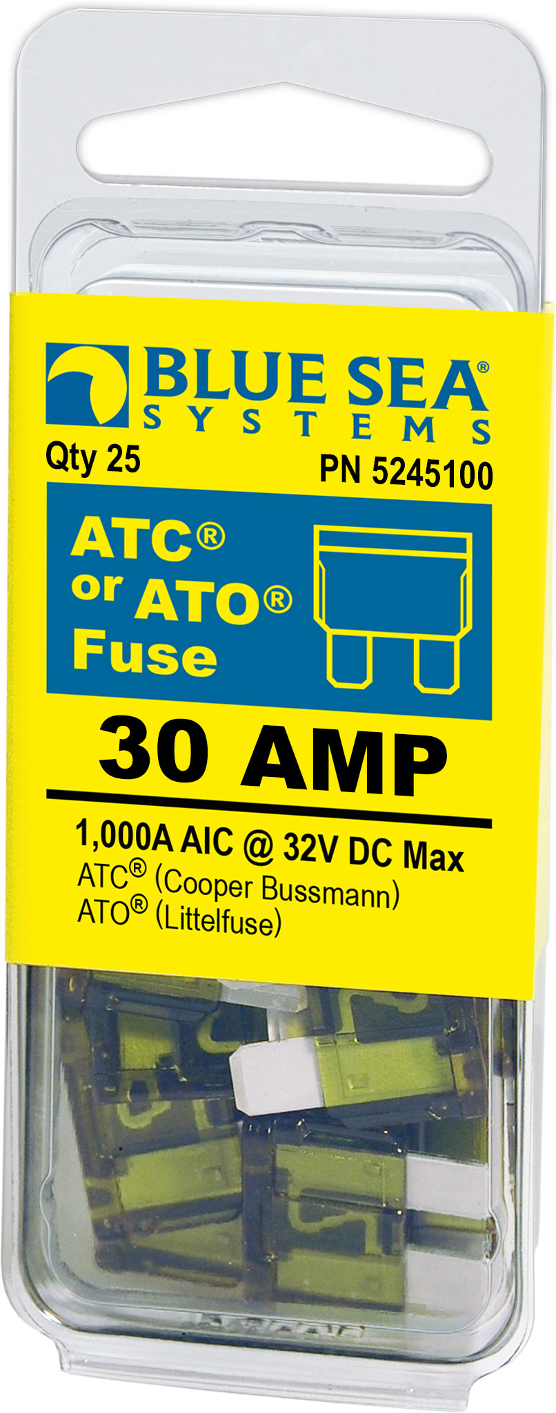 Blue Sea Systems 5245100-BSS Blue Sea 5245100 Fuse ATO/ATC 30 Amp 25/Pk