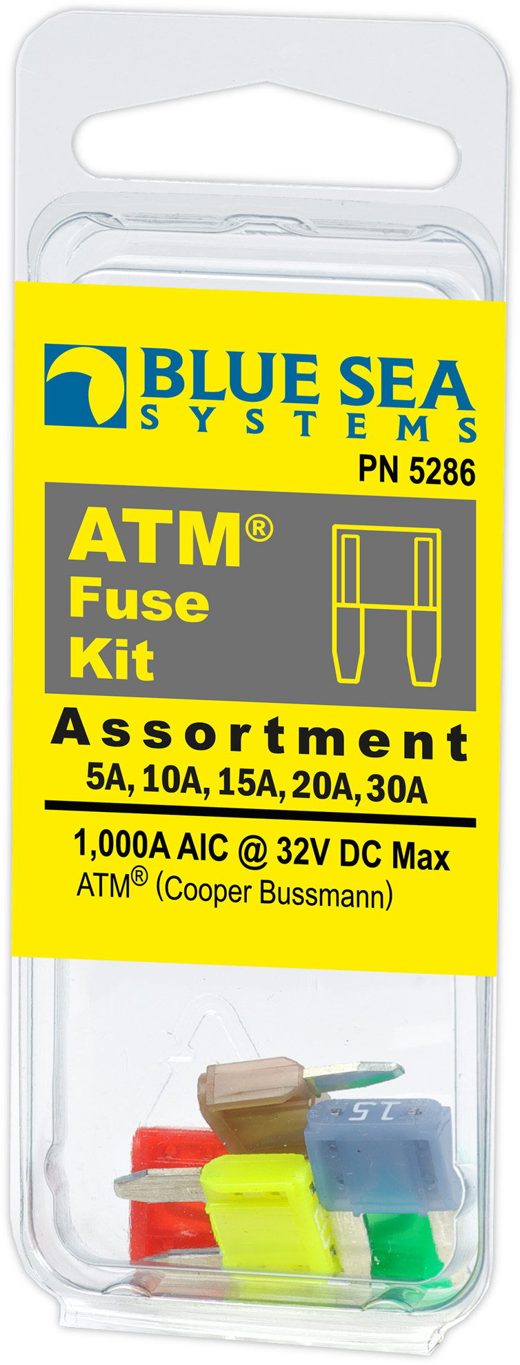 Blue Sea Systems 5286BSS Blue Sea 5286 ATM® Mini Blade Fuse Kit, 1ea 5/10/15/20/30 Amp