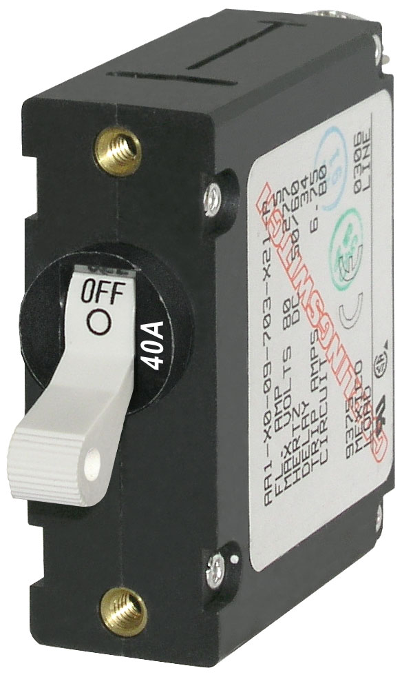 Blue Sea Systems 7226BSS Single Pole Magnetic Circuit Breaker 40A White Toggle