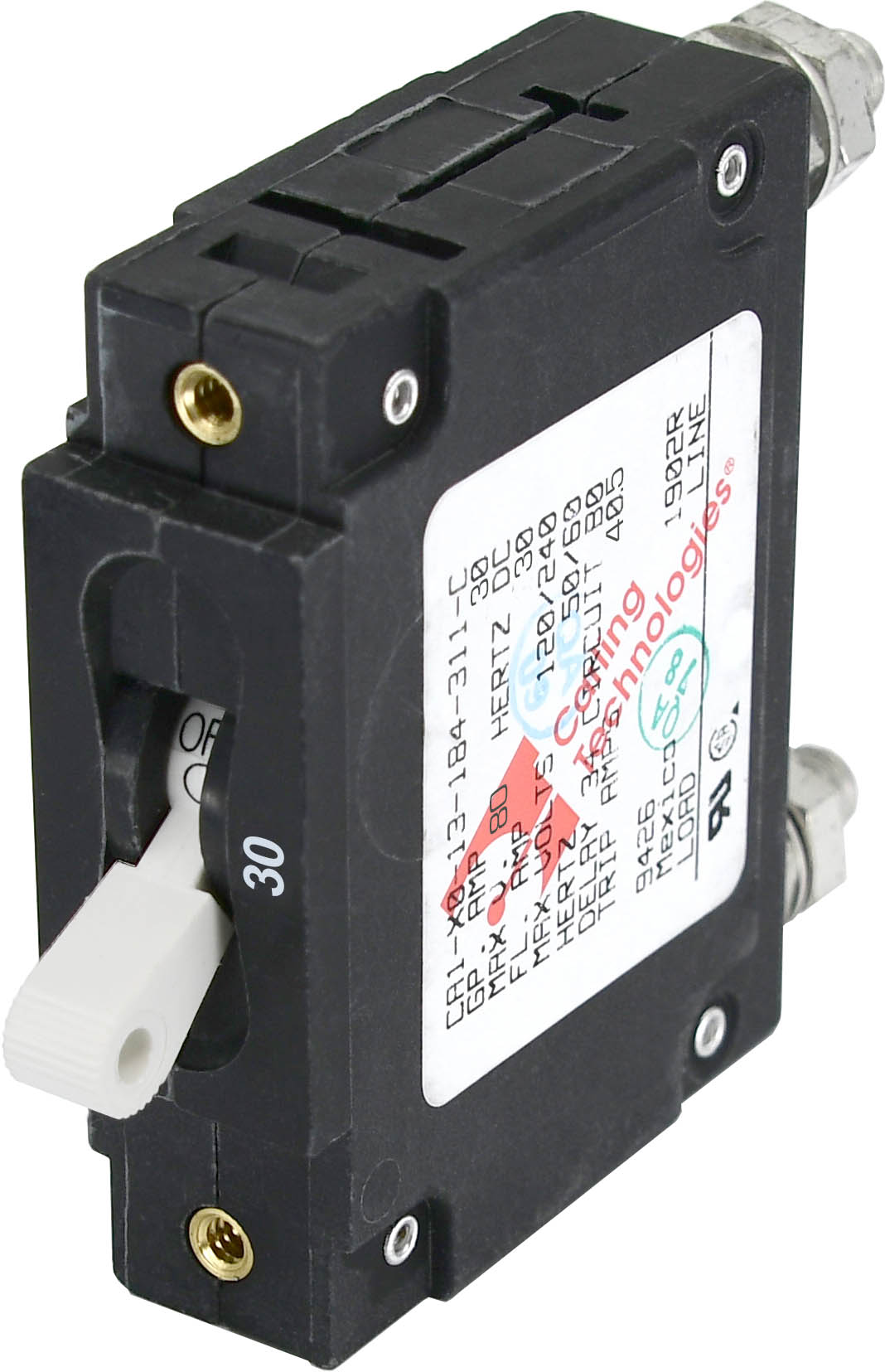 Blue Sea Systems 7355-BSS  Single Pole AC Circuit Breaker, 30 Amp, White