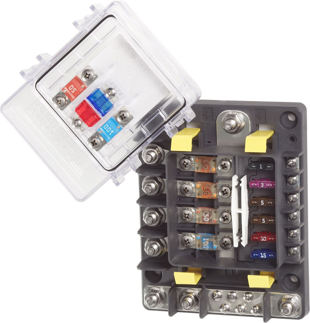 Blue Sea Systems 7748BSS Safety Hub 150 Fuse Block - 10 Circuit 600A Distribution Panel