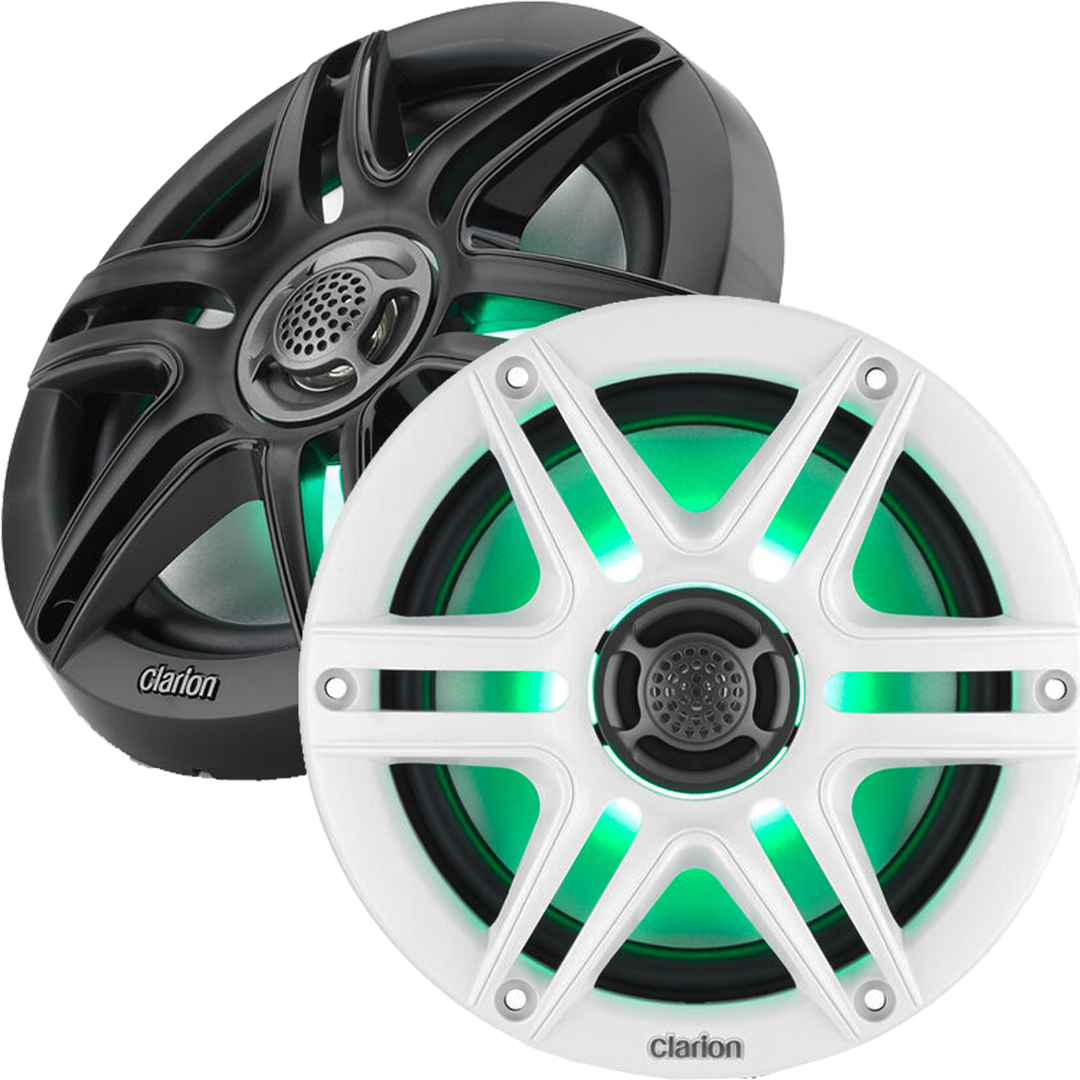 Clarion 010-03046-00 6.5-Inch Coaxial Marine Speakers with RGB LED