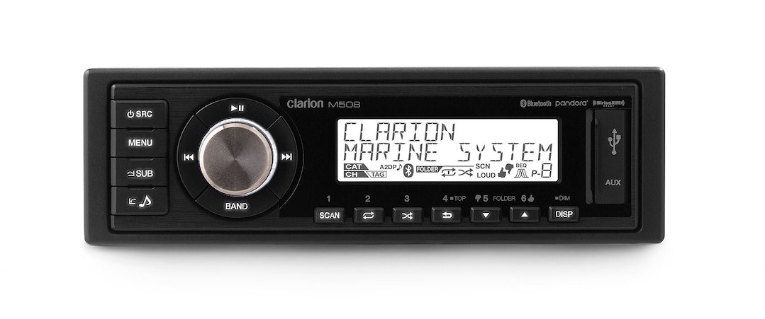 Clarion 010-03195-00 M508 Single DIN Marine Digital Media Receiver with Bluetooth