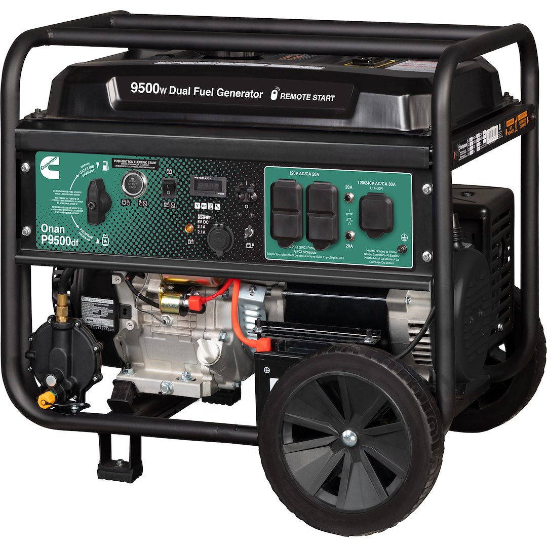 Cummins A074Z438 Onan P9500DF Dual Fuel Portable Generator - 9500W Gas 8550W Propane Electric Start