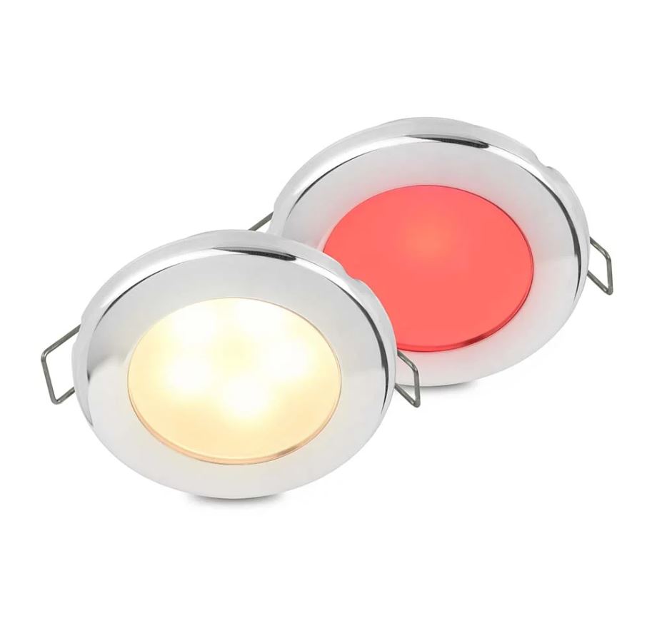 Hella 015247621 Round LED Courtesy Lamp Warm White/Red Stainless Steel Bezel