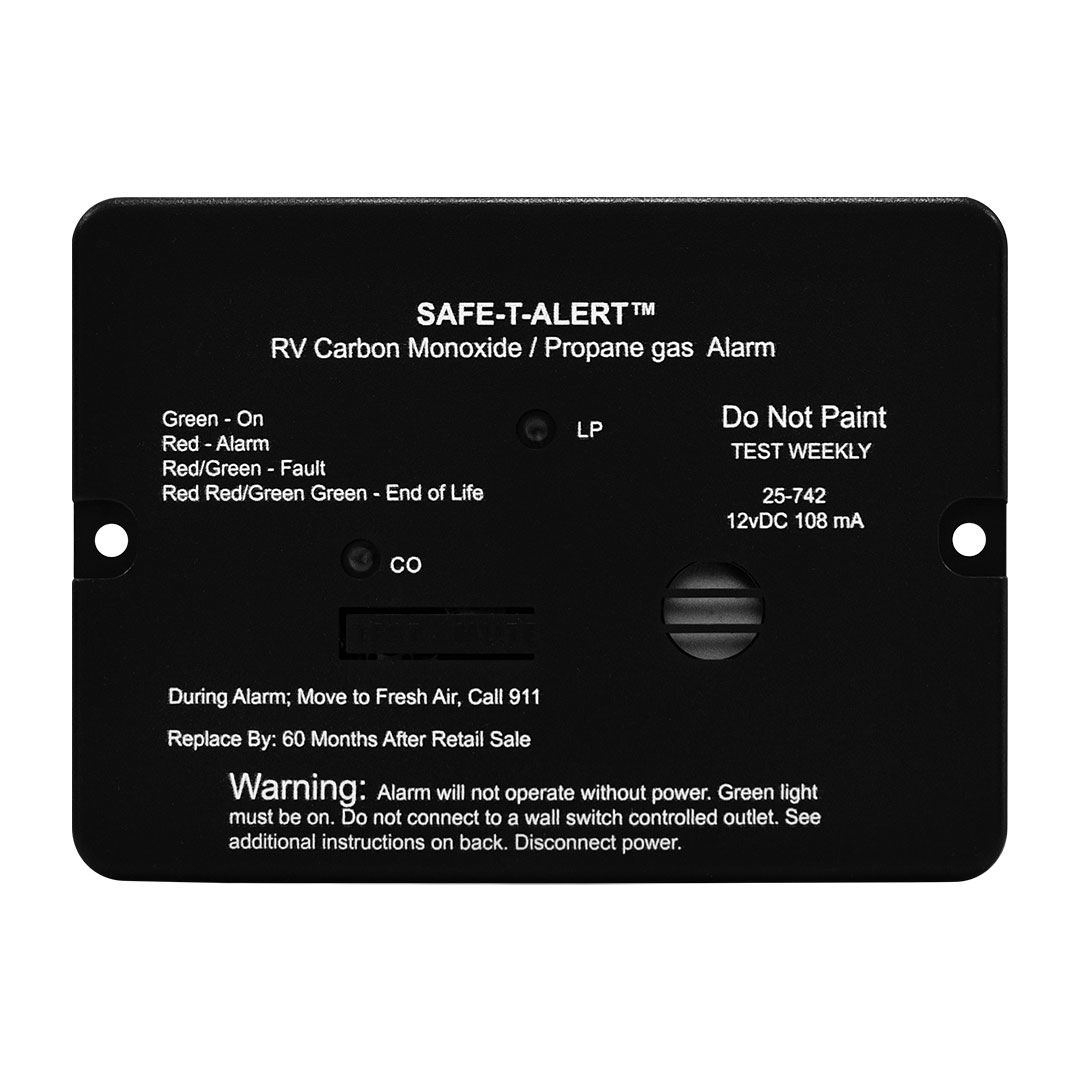 MTI Industries 25742BL Dual LP and CO Gas Alarm Flush Mount Black 12V