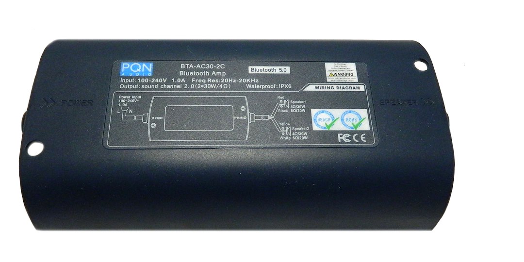 PQN BTAAC302C Bluetooth 2-Channel Amplifier with AC Input