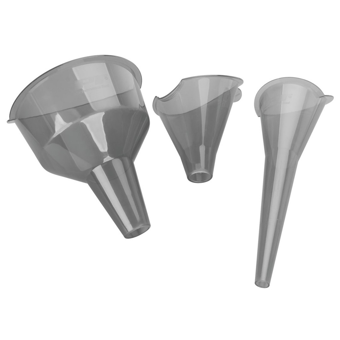 Performance Tool W4053 Clear View Easy-Fill Funnel Set (3 Pieces) - Versatile Liquid Filling Solutions