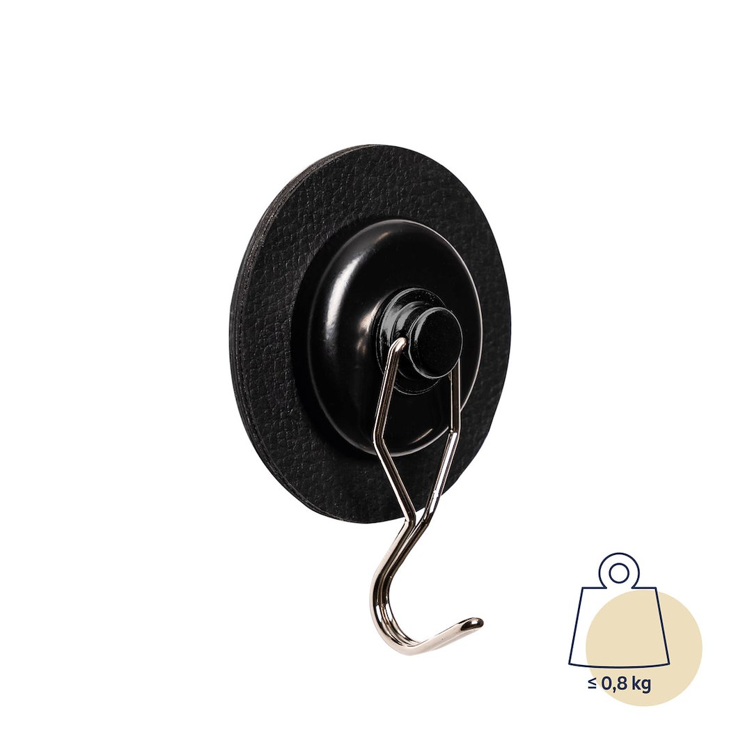 Silwy Drinkware H000-14GA-1 Magnetic Hook - Black Leather Look Metal Mount