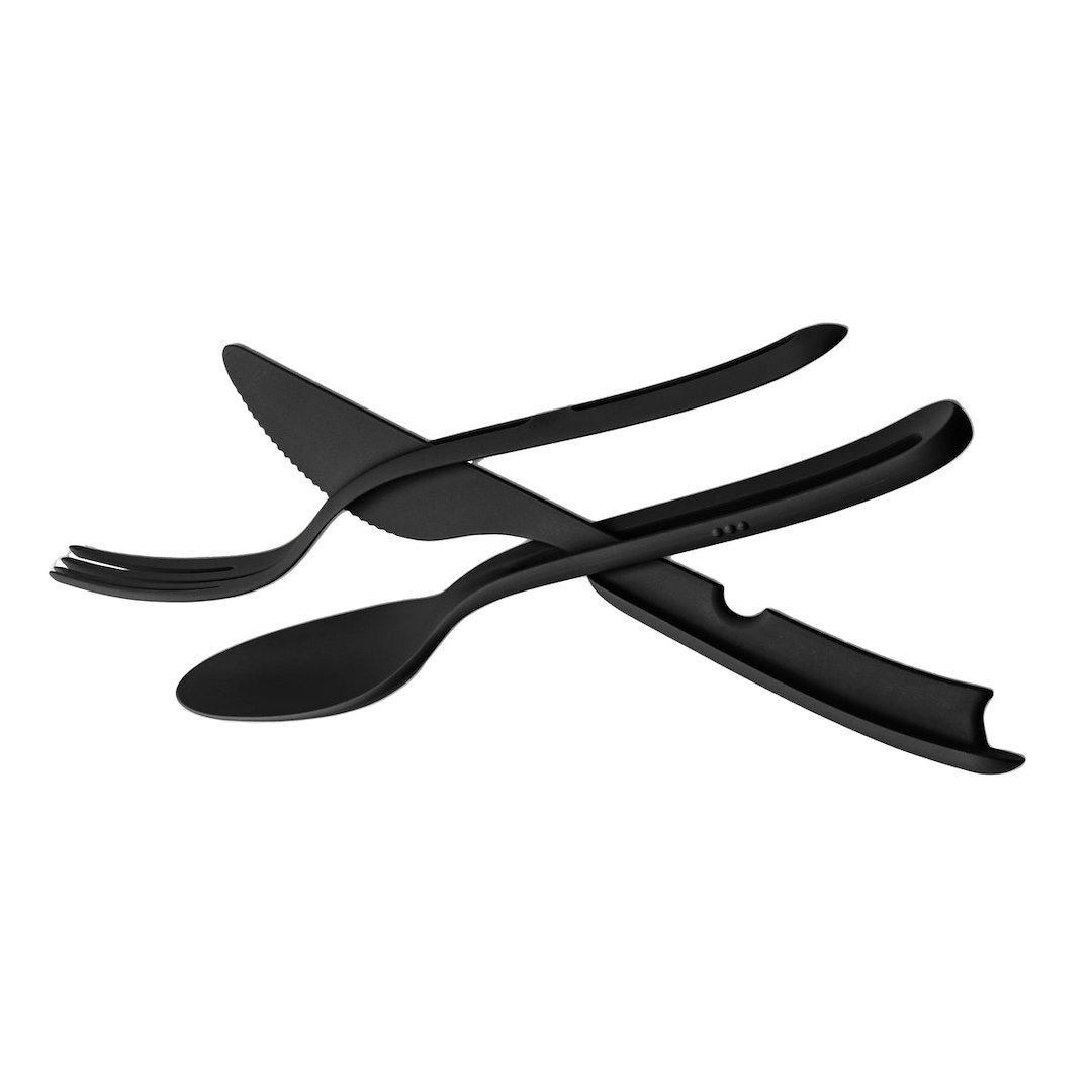 Silwy Drinkware KO-BT-B-2 Tricky Black 3-Piece Cutlery Set