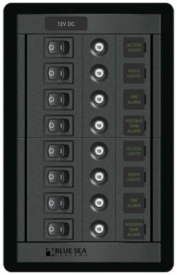 Blue Sea Systems 1457-BSS  8 Position Switch CLB Vertical Panel