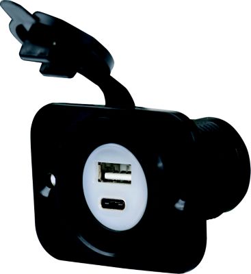 AFI 12VDUSBAC Marinco 12VDUSBAC SeaLink Deluxe Dual USB-A/C Charger Receptacle 12-24V