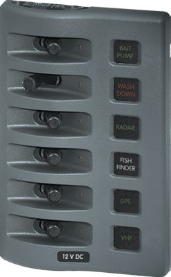 Blue Sea Systems 4306-BSS WeatherDeck 12V DC Waterproof 6-Position Fuse Panel