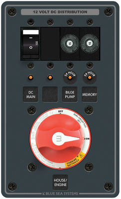 Blue Sea Systems 8686-BSS  Traditional Metal Dual Bank Battery Management Panel