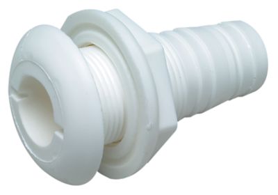 Seachoice 18090 1-1/8" White Plastic Thru-Hull Fitting with Broad Flange