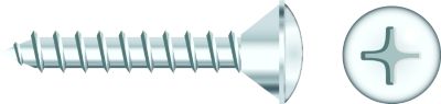 Seachoice RP-SC598CH  Chrome Plated SS Phillips Tapping Screw - Oval Head, #10 x 2"