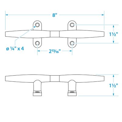 Seachoice 30261 316 Stainless Steel Hollow Base Yacht Cleat 8 Inch