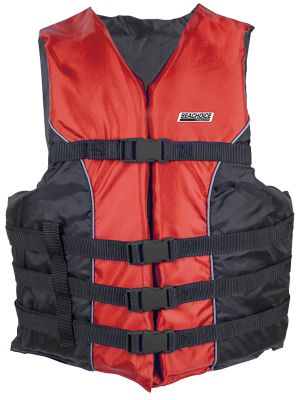 Seachoice 50-85410 Deluxe Type III Life Jacket 4-Belt Red 4XL/5XL