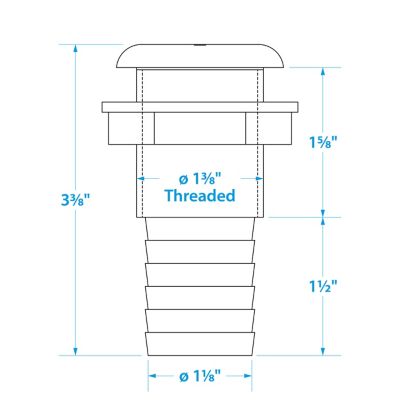 Seachoice 50-18091 Thru-Hull Connector with Broad Flange 1-1/8 Inch White