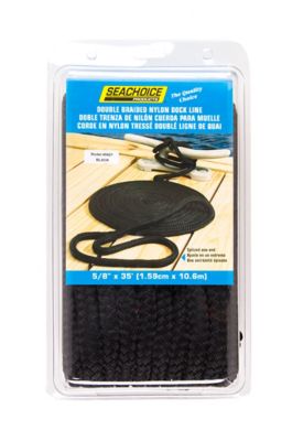 Seachoice 40421 Double-Braid Nylon Dock Line 5/8" x 35' Black with Eye Splice
