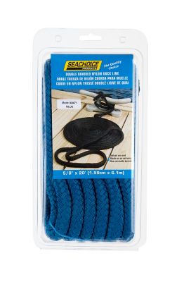 Seachoice 40471 Double-Braid Nylon Dock Line 5/8" x 20' Blue with Eye Splice