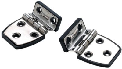 Seachoice 34471 SeaChoice 50-34471 (2) 2-1/4" x 1-1/2" Polished Stainless Steel Offset Short Side Hinges with Black Nylon Base Plate