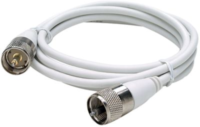 Seachoice 19761  10' RG58U White Coaxial Antenna Cable Assembly, Includes PL259 Fittings on Both Ends