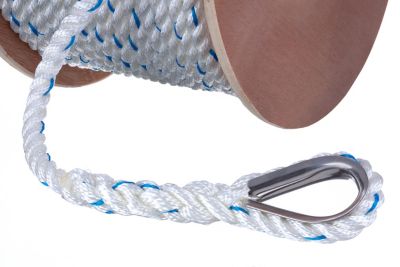 Seachoice 47931 Premium 3-Strand Twisted Nylon Anchor Line 5/8" x 250 ft White/Blue