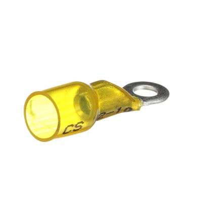 Seachoice 60041 Heat Shrink Ring Terminal 12-10 AWG #10 Stud Yellow 25-Pack