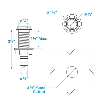 Seachoice 50-18591 Mega-Flow Dripless Thru Hull Fitting 316 Stainless Steel 5/8 in