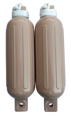 Seachoice DE77204S Twin Eye Ribbed Fender Kit with Lines - 5.5" x 20" Tan