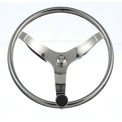 Seachoice 28481 3-Spoke Sports Steering Wheel with Turning Knob 13.5-Inch