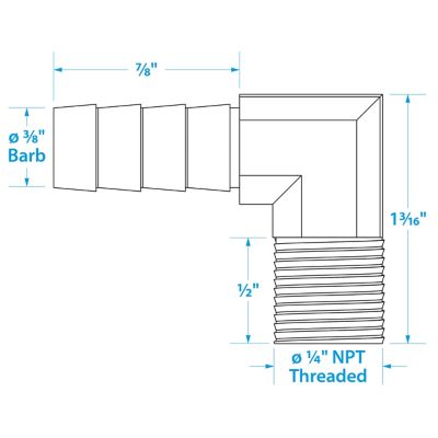 Seachoice 50-20851 90-Degree Brass Fuel Elbow 3/8" Hose x 1/4" NPT