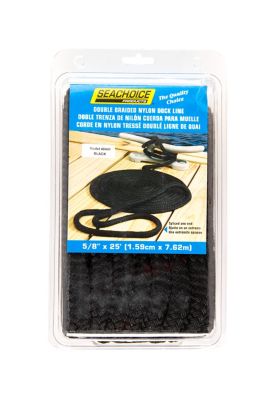 Seachoice 40441 Double-Braid Nylon Dock Line 5/8" x 25' Black with Eye Splice