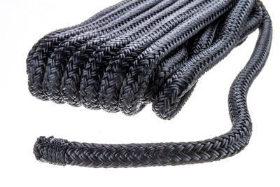 Seachoice 40291 Double-Braid Nylon Dock Line 3/8" x 15' Black with Eye Splice