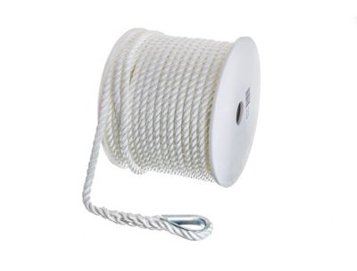 Seachoice 40721 3-Strand Twisted Nylon Anchor Line 3/8 In x 150 Ft White