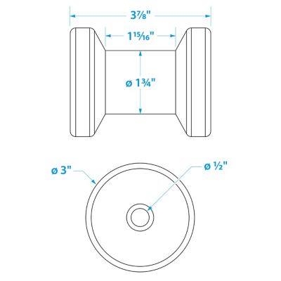 Seachoice 56140 Molded Spool Roller with Plastic Sleeve 4 Inch Black Rubber
