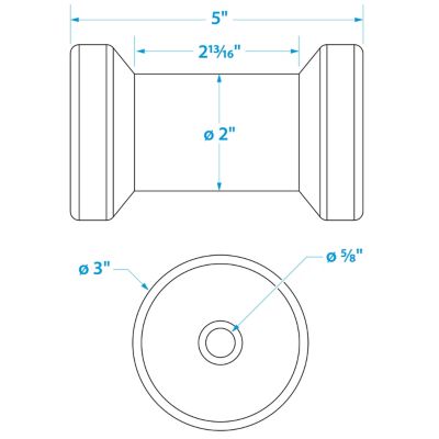 Seachoice 50-56190 Molded Spool Roller 5 Inch Wide 5/8 Inch ID Black Rubber
