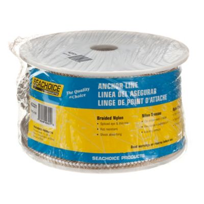 Seachoice 42321 Double Braid Nylon Anchor Line 3/8" x 100 ft Gold/White