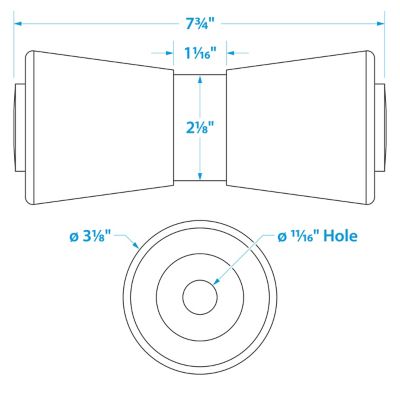 Seachoice 56420 Keel Roller 8 Inch x 5/8 Inch TPR Gold