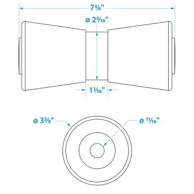 Seachoice 56070 Heavy Duty Molded Keel Roller 8 Inch x 5/8 Inch Black Rubber