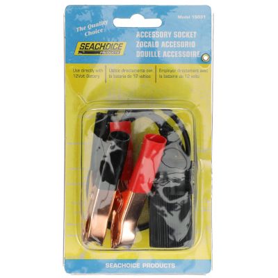 Seachoice 15031 12V Battery to Cigarette Lighter Adapter Plug with Alligator Clips
