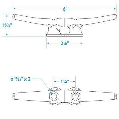 Seachoice 30600 Open Base Dock Cleat 6 Inch Galvanized Cast Iron